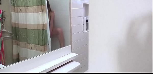  Creeping on stepsis in the shower to fuck